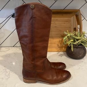 Frye Melissa Button Knee High Boot leather mahogany casual bohemian comfortable